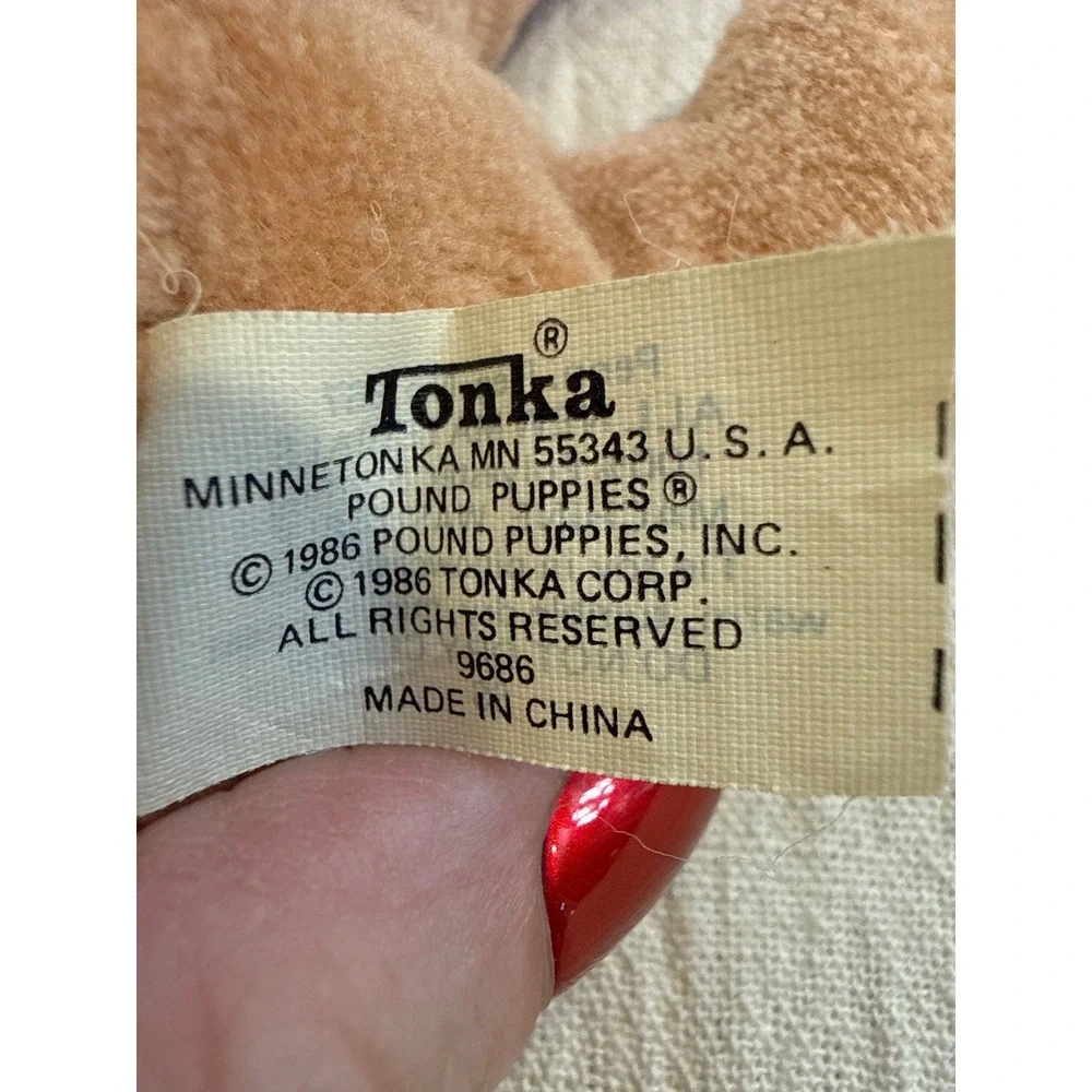 Vintage 1986 Tonka Pound Puppies Tan Black Spotted Dog Plush 8 Inch 9686